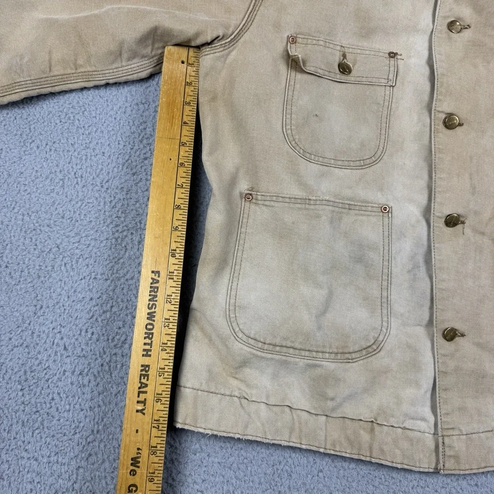 Vtg‎ Carhartt Jacket Size 44 Tan Blanket Lined 70s Chore Coat Canvas 6BLCL C06